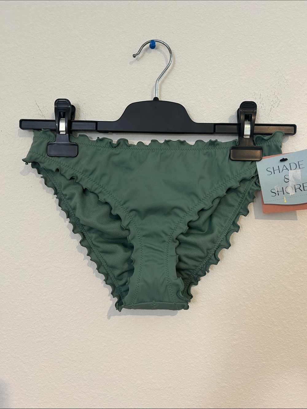 Shade & Shore Olive Ruffle-Trim Bikini Bottoms
